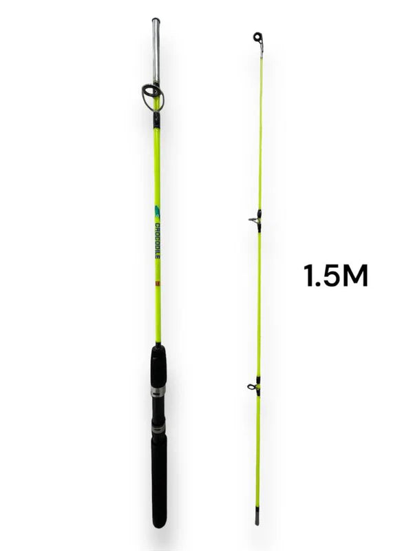 Caña De Pesca 1,5m Dos Tramos Amarilla Aluminio Resistente