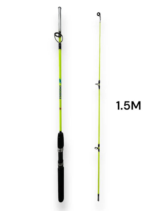 Caña De Pesca 1,5m Dos Tramos Amarilla Aluminio Resistente