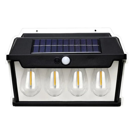 Lámpara Solar De Pared Exterior 4 Bombillos Luz Cálida