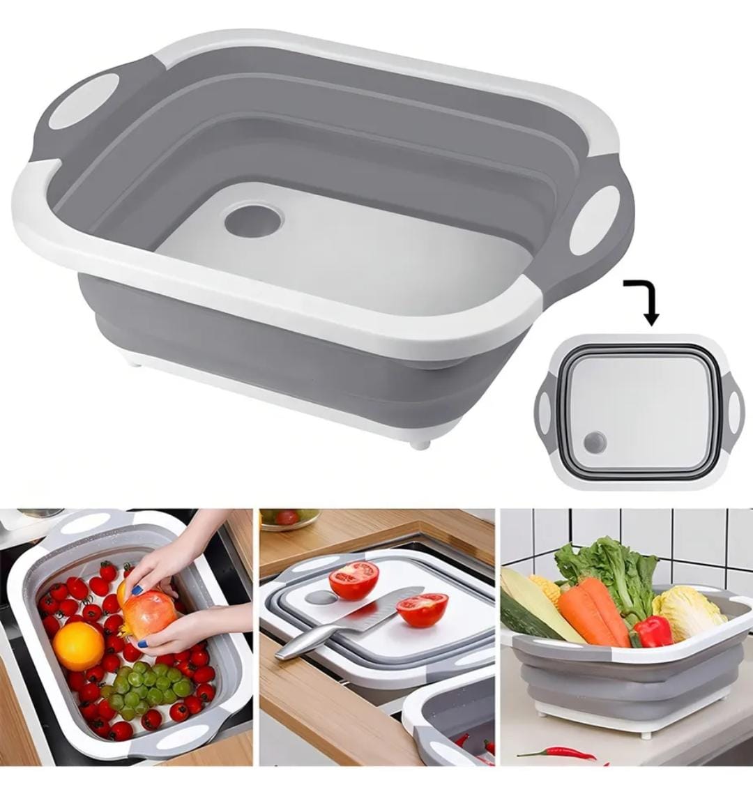 Tabla De Cortar Plegable De Silicona Bandeja Escurridora