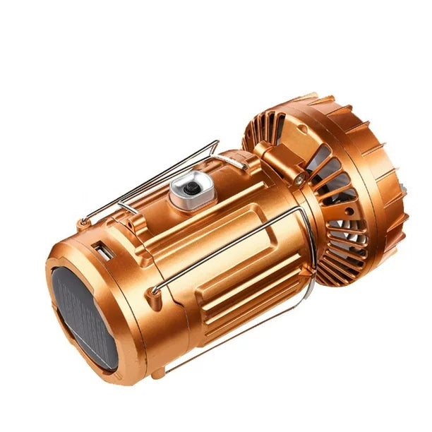 Farol con Ventilador Panel Solar y Entrada USB