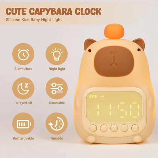 Lámpara Veladora Reloj Alarma Capibara